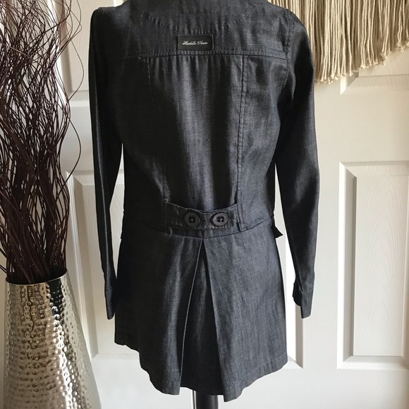 Tailored Denim Trench Coat in Dark Blue - Picture 6 of 9